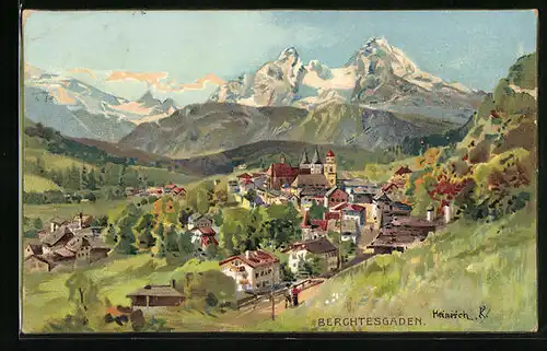Künstler-AK Karl Heinisch: Berchtesgaden, Gesamtansicht