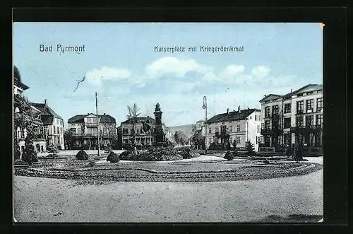 AK Bad Pyrmont, Kaiserplatz mit Kriegerdenkmal