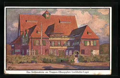 Künstler-AK Lockstedt, Soldatenheim am Übungsplatz Lockstedter Lager