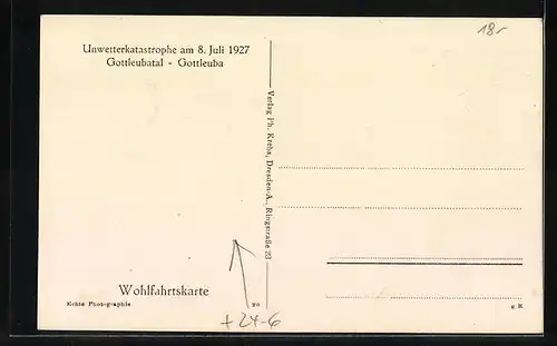AK Gottleuba, Unwetterkatasrophe 1927 im Gottleubatal - Zerstörte Häuser in Gottleuba