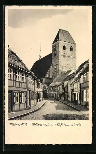 AK Werben /Elbe, Fabianstrasse mit St. Johanniskirche