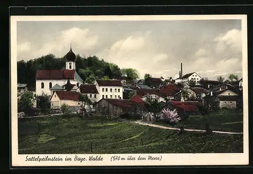 AK Sattelpeilnstein, Teilansicht mit Kirche