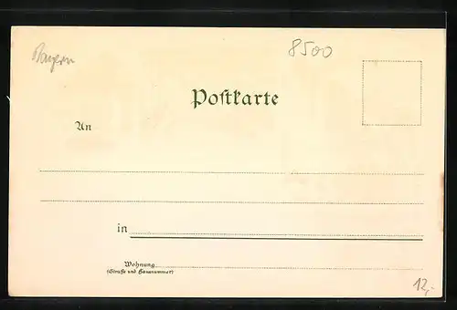 Lithographie Nürnberg, Gasthof Bratwurstglöcklein, Innen- und Aussenansicht