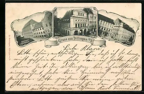 AK Dillingen a. D., Gymnasium und Lateinschule, Priester-Seminar, Rathaus