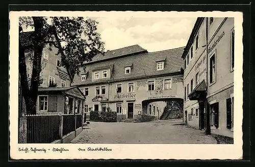 AK Wehlen, Strassenpartie mit Gasthaus Ratskeller und zum Gambrinus