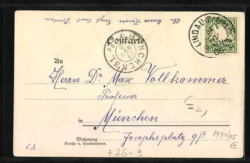 Künstler-Lithographie Carl Biese: Lindau, Diebsturm mit Peterskirche