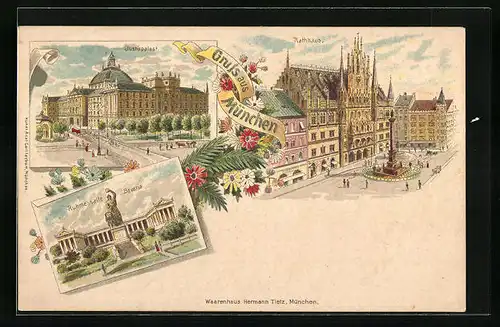 Lithographie München, Das Rathaus, Justizpalast