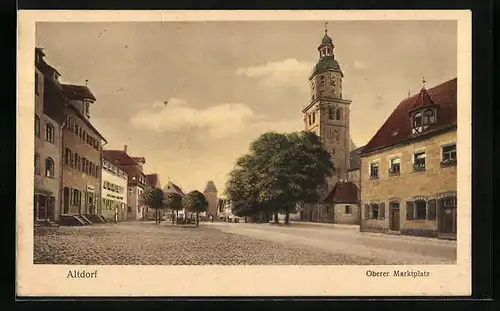 AK Altdorf, Oberer Marktplatz mit Kirche