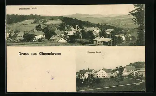 AK Klingenbrunn /Bayern, Ortsansicht, Partie unteres Dorf