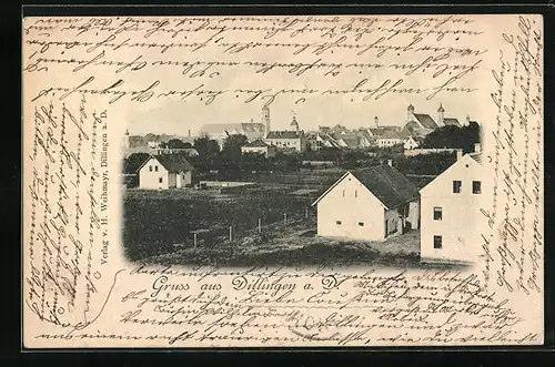 AK Dillingen, Ortspartie mit Kirchtürmen