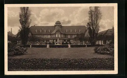 AK Leverkusen b. Köln a. Rhein, Rückansicht des Fabrikkasinos der I. G. Farbenindustrie AG