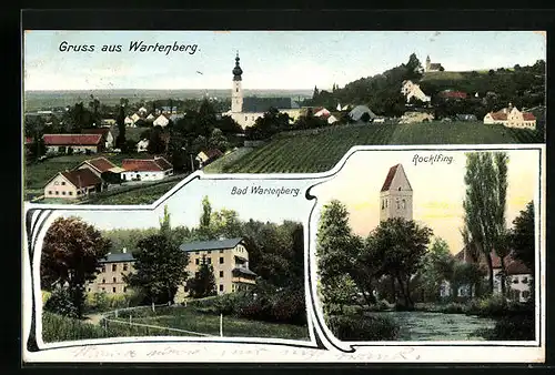 AK Wartenberg, Bad Wartenberg, Rocklfing, Teilansicht mit Kirche