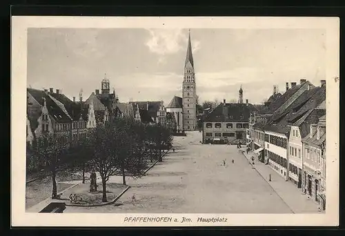 AK Pfaffenhofen a. Ilm, Hauptplatz mit Kirche
