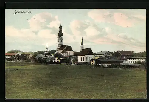 AK Schnaitsee, Teilansicht mit Kirche