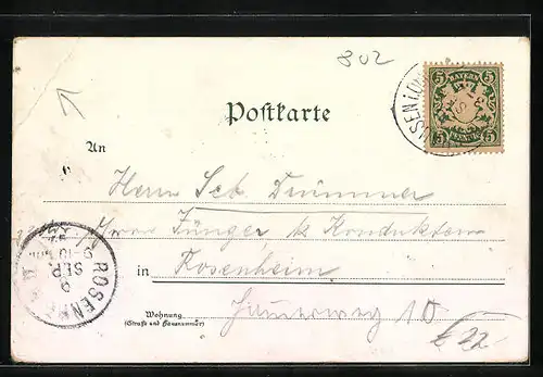 Lithographie Pullach im Isartal, Burg Schwanek, Burghof