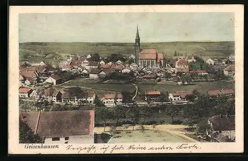 AK Geisenhausen, Teilansicht mit Kirche