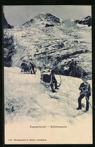 AK Schlittenpartie am Eigergletscher