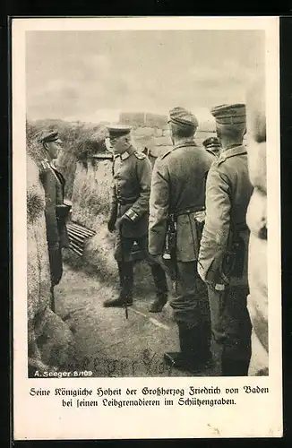 AK Grossherzog Friedrich bei seinen Leibgrenadieren im Felde