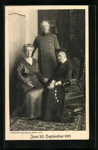 AK Grossherzog Friedrich II. von Baden mit Gemahlin und Mutter