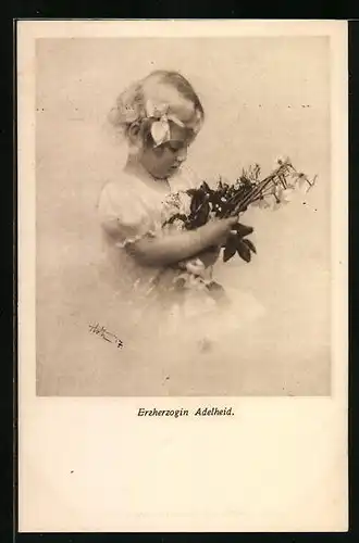 AK Portrait der Erzherzogin Adelheid von Österreich als Kind mit Blumen