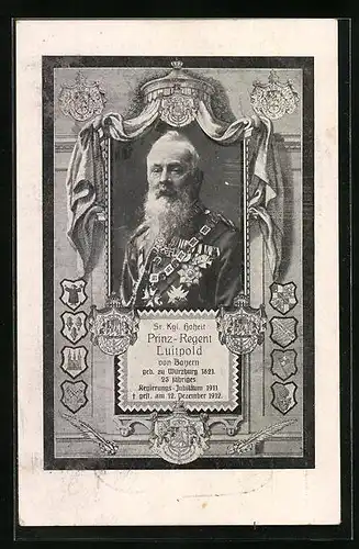 AK In Gedenken an Prinzregent Luitpold, gestorben am 12.12.1912