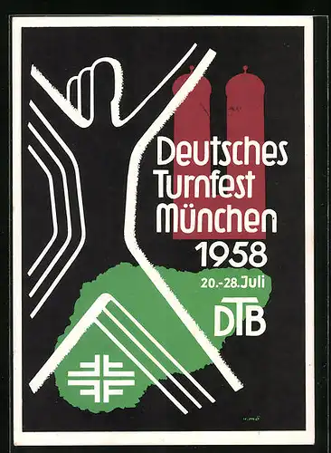 Künstler-AK München, Deutsches Turnfest 1958