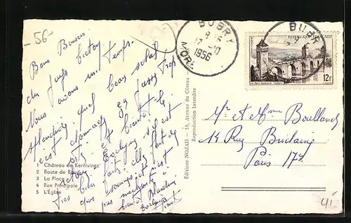 AK Bubry, Château de Kernivinez, La Place, Rue Principale