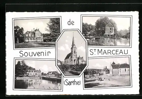 AK St. Marceau, Ortsansicht mit Uferpartien