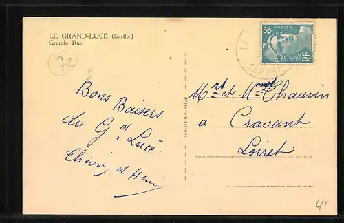 AK Le Grand-Lucé, Grand Rue, Strassenpartie