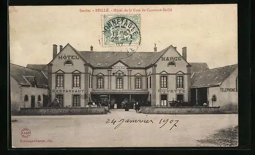 AK Beillé, Hotel de la Gare de Connerre-Beille
