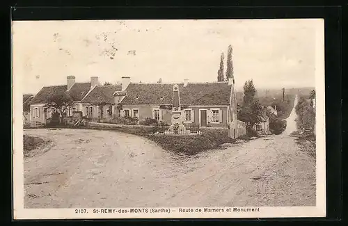 AK St-Remy-des-Monts, Route de Mamers et Monument