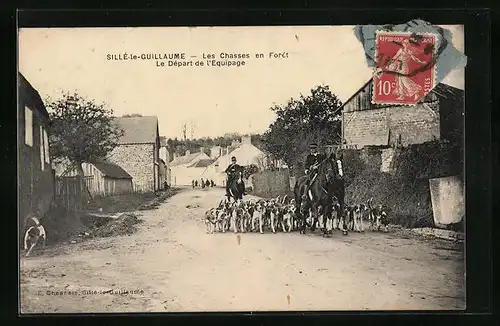 AK Sillé-le-Guillaume, Les Chasses en Foret, Le Depart de l'equipage
