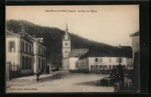 AK Celles-sur-Plaine, La Place de L'Eglise