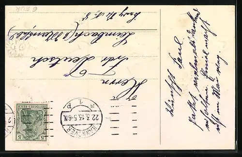 Präge-AK Osterküken auf der Wippe