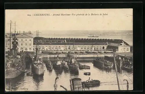AK Cherbourg, Arsenal Maritime, Vue generale de la Batterie de Salut