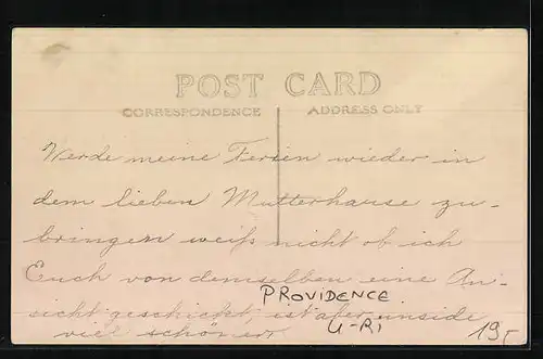 AK Providence, RI, Schlossansicht mit Uferpartie