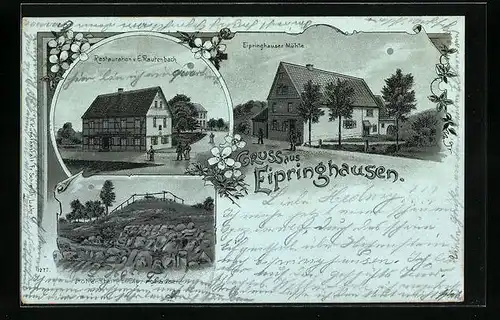 Mondschein-Lithographie Eipringhausen, Restaurant von E. Rautenbach, Mühle