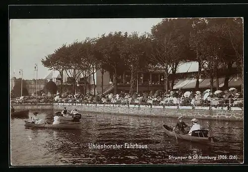 AK Hamburg-Uhlenhorst, Fährhaus mit Bootspartie, Fotoverlag Strumper & Co. 1906