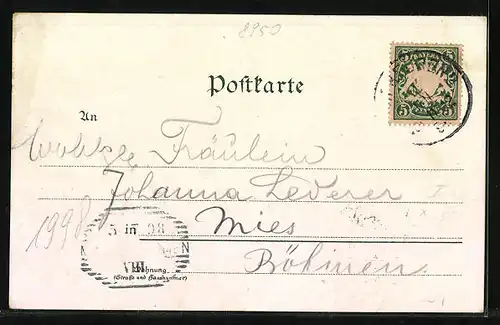 Lithographie Kaufbeuren, Ortsansicht mit Hexen Thurm