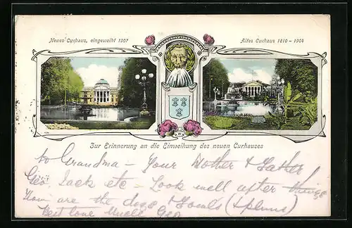 AK Wiesbaden, Altes Curhaus, 1907 eingeweihtes neues Kurhaus