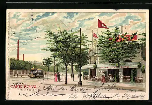 Lithographie Hamburg-St.Pauli, Grand Cafe Royal
