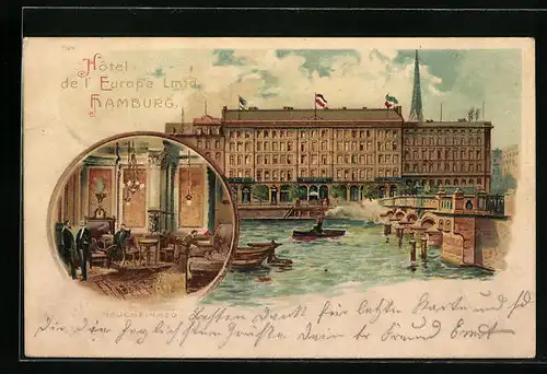 Lithographie Hamburg, Hotel de l`Europe