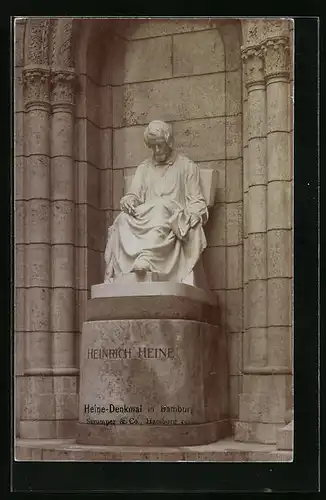 Foto-AK Hamburg, Heinrich Heine Denkmal im Barkhof, Spitaler Strassse, Fotoverlag Strumper & Co.