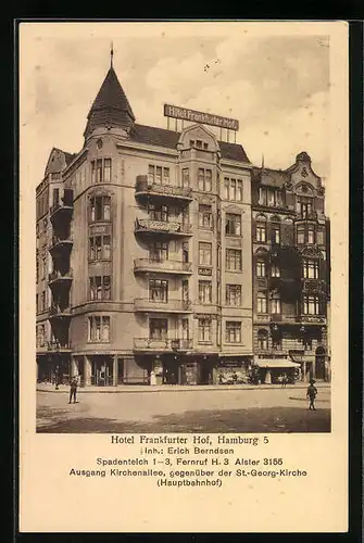 AK Hamburg-St.Georg, Hotel Frankfurter Hof, Spadenteich 1-3