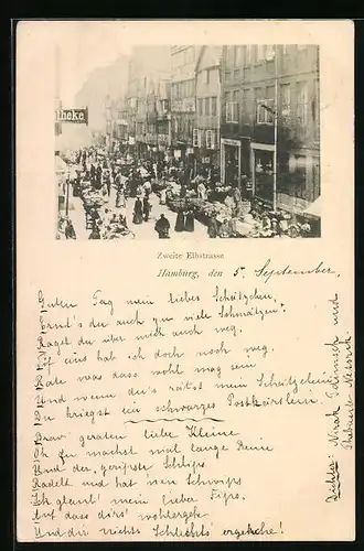AK Hamburg, Markt auf der Zweite Elbstrasse