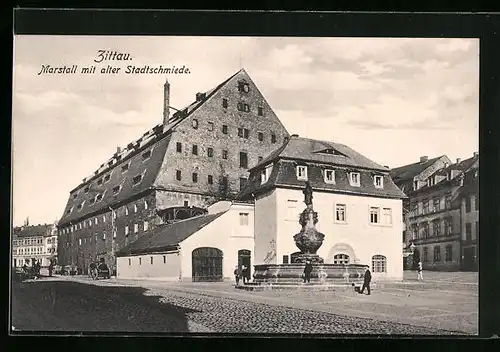 AK Zittau, Marstall mit alter Stadtschmiede