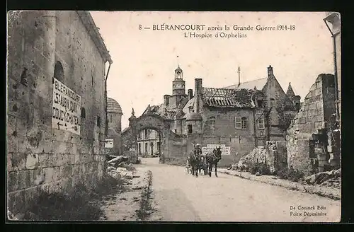 AK Blérancourt, L`Hospice d`Orphelins après la Grande Guerre 1914-18