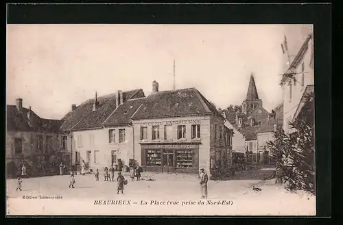 AK Beaurieux, La Place (vue prise du Nord-Est)