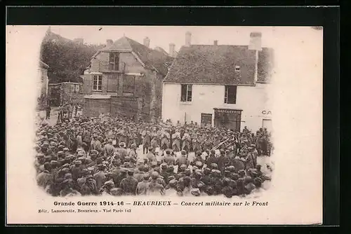 AK Beaurieux, Concert militaire sur le Front, Grande Guerre 1914-16