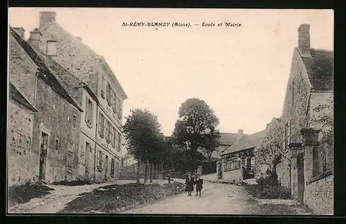 AK Saint-Rémy-Blanzy, Ecole et Mairie